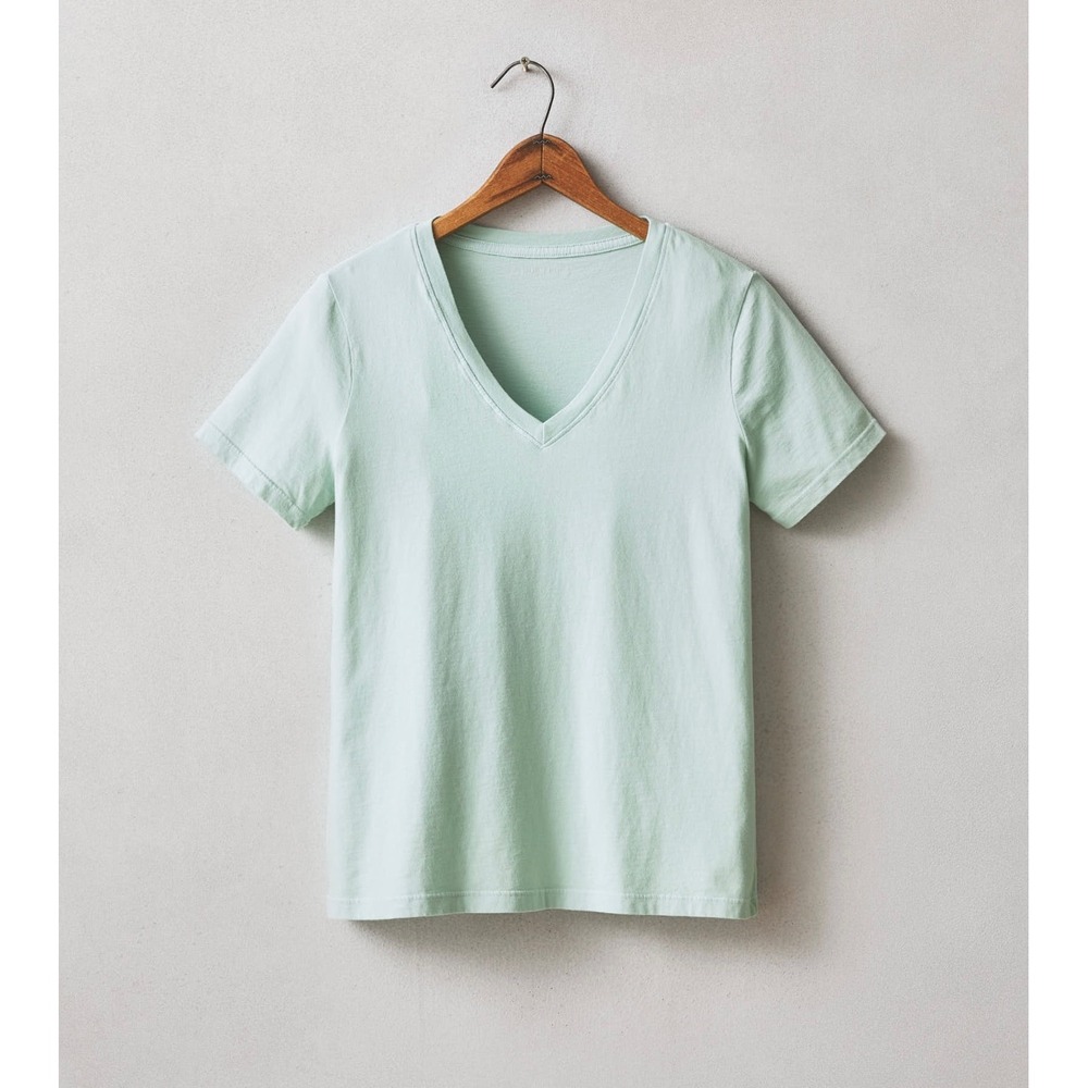 American Giant Women Classic Cotton‎ V Neck T Shirt Medium Grayed Jade Capsule